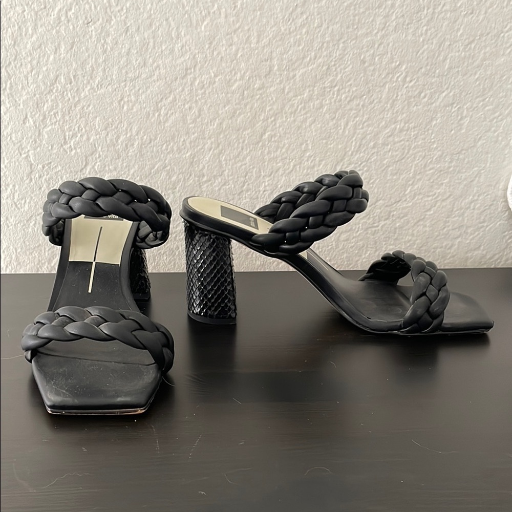 Black Braided Women's Heels